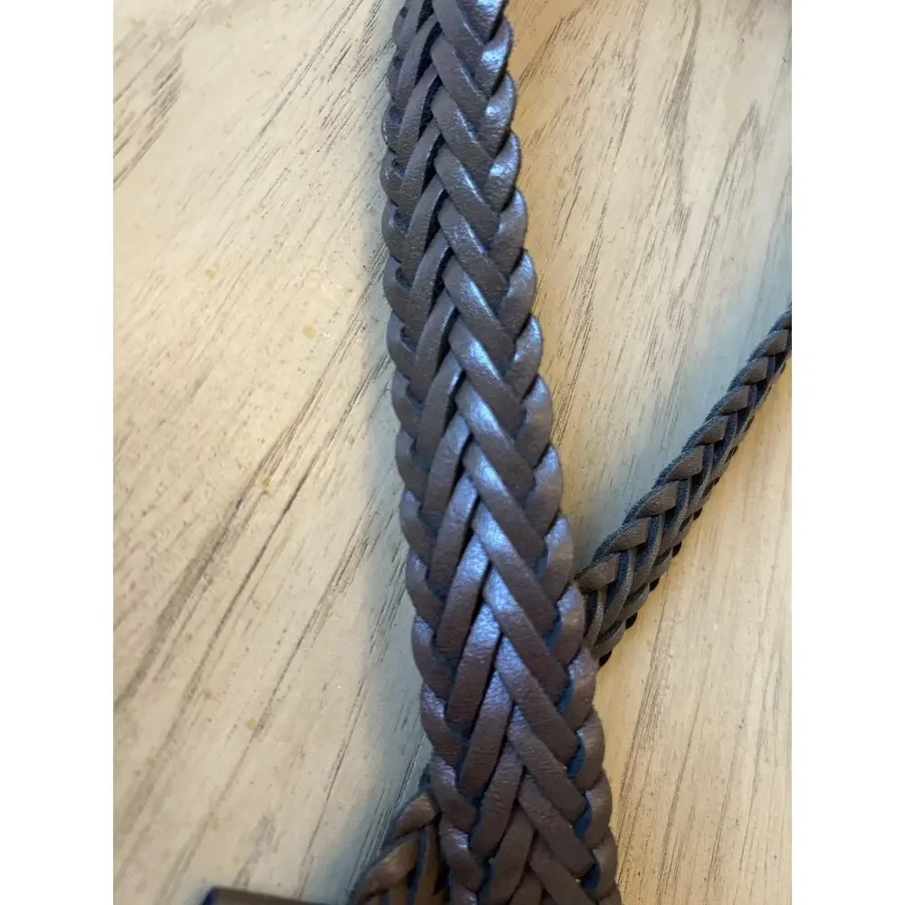 Men’s Leather Braided Belt Brown 38/95 Made In Guatemala Preppy casual nautical